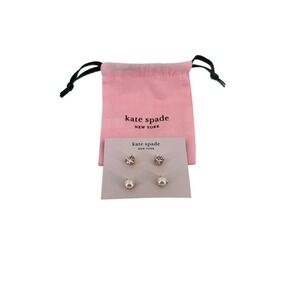 NWT Kate Spade Rise and Shine Stud Earring Set Pearl Cubic Zirconia‎ Gold NEW